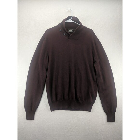 Neiman Marcus Merino Wool Blend 2 Button Loop Closure Burgundy Pullover Size L - Picture 1 of 12